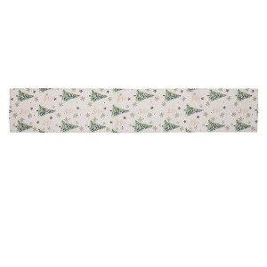 Unique Bargains Christmas Table Runner White Christmas Tree Linen 72"x13" 1 Pc - 1 of 4