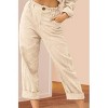 Coolmee Linen  Pants for Women High Rise Elastic Knit Waist Casual s Trousers Cropped Pants with Pocket - 2 of 3