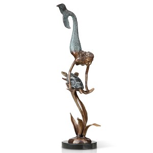 SPI Home Deep Sea Pals – Mermaid and Turtle Brass Sculpture Coastal Fantasy Decor, 19" Height - 1 of 3