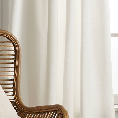 White Cotton Light-Filtering Rod Pocket Back Tab Curtains, 50" x 95"