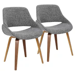 Set of 2 Fabrico Mid Century Modern Dining/Accent Chair Walnut Gray - Lumisource