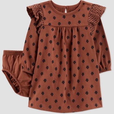 Image of Carter's Just One You® Baby Girls' Dot Dress - Brown 3M