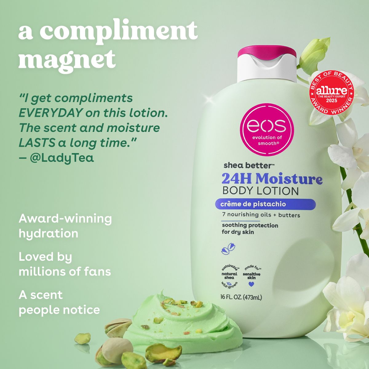 eos Shea Better 24H Moisture Body Lotion - Crème de Pistachio - 16 fl oz - thumbnail 5