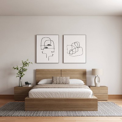 James 4-Piece Brown Oak Bedroom Set with Queen Platform Bed