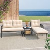 Tangkula 3-Piece L Shaped Patio Furniture Set w/Tempered Glass Table Back & Seat Cushions - 4 of 4