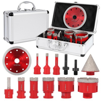 Diamond Tile Hole Saw Kit 10pcs, for Tile Porcelain Ceramic Marble with Chamfer Drill Bit and Hexagonal Shank Adapter