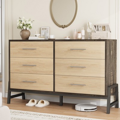 Garvee 6 Dresser for Bedroom, 52" Wide Dresser, Wide Drawer with Storage Freestanding, Wooden Closet Chest for Living Room, Bedroom