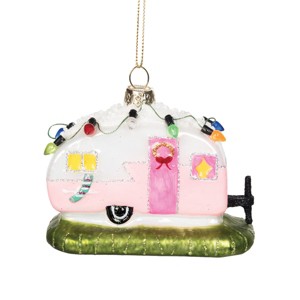 Gallerie II Blown Glass Pink Camper Ornament - 1 of 3