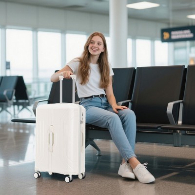 20"/24"/28" 3 pcs/set in ABS Spinner Wheel Luggage, Modern Carry on Suitcase, Matching Color, TSA Combination Lock
