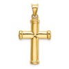 Black Bow Jewelry Men's 14k Yellow Gold Hollow 3D Polished Cross Pendant - 3 of 4