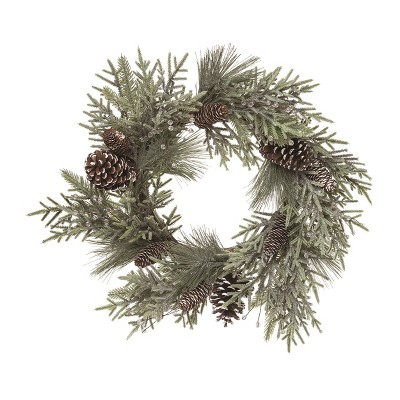 Transpac Artificial 24 in. Green Christmas Pine Woodland Wreath