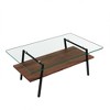 NicBex 38.58 Inch Coffee Table Modern End Table with Storage Shelf, Transparent Glass Top and Metal Legs for Living Room, Bedroom - 3 of 4