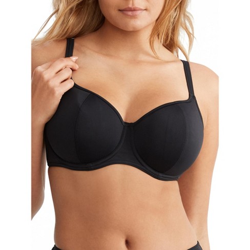 Buy A-GG Black Sheer Spot Padded Plunge Bra 34C, Bras