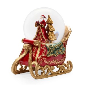 Roman Musical Santa's Sleigh Glittered Christmas Decorative Globe - 1 of 3
