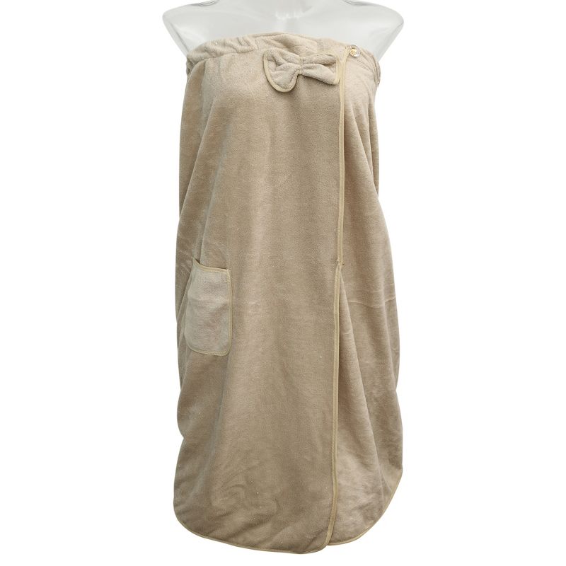 Unique Bargains Shower Wrap Towel for Women Adjustable Closure Bath Wrap with Pocket 1 Pc, 2 of 7