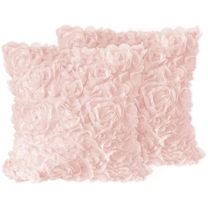 Sweet Jojo Designs Girl Decorative Throw Pillow Covers 18in. (Pillow Inserts Not Included) Rose Pink 2pc. - 1 of 4