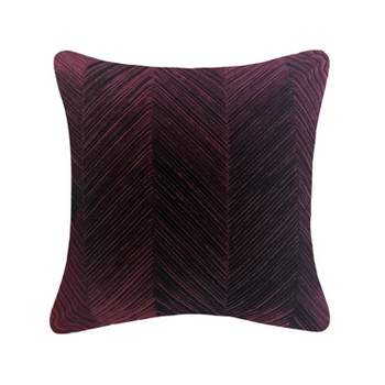 20"x20" Oversize Lexington Velvet Pleated Chevron Square Throw Pillow Dark Purple - Edie@Home