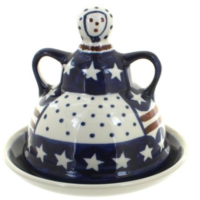 Blue Rose Polish Pottery Stars & Stripes Small Cheese Lady