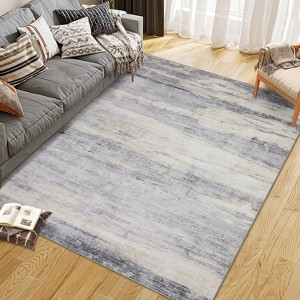 Abstract Area Rug, Machine Washable Runner with Non-Slip Backing, Soft Distressed Modern Farmhouse Throw Rug for Kitchen & Bedroom - 1 of 4