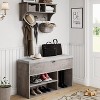 Shoe Storage Bench with Cushion, Lift-Top Storage Box, 2-Tier Open Shoe Rack - Wooden Entryway & Bedroom Bench - 3 of 4