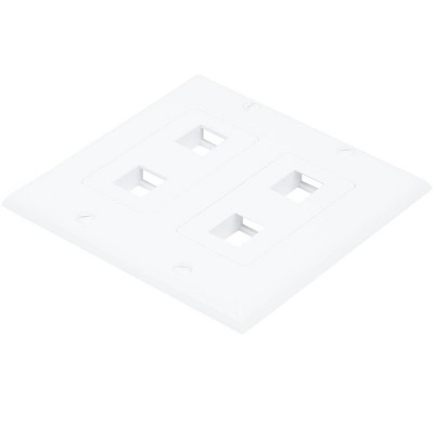 Monoprice 2-Gang Wall Plate - 4 Hole White For Keystone, Ethernet Networks or Home Theater Interconnects