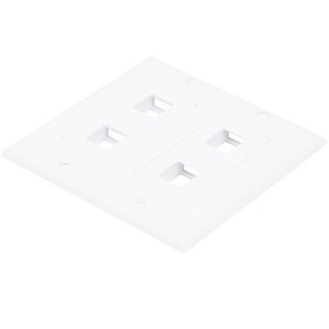 Monoprice 2-Gang Wall Plate - 4 Hole White For Keystone, Ethernet Networks or Home Theater Interconnects - 1 of 4