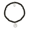 Chisel Stainless Steel Polished Hearts 4mm Black Jade Beaded Stretch Bracelet - 3 of 4