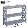 Yaheetech 3-Tier Wooden Console Table with Power Outlet Entryway Table - 3 of 4