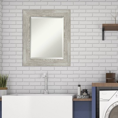 Dove Greywash Rustic Woodgrain 22" x 26" Bathroom Vanity Mirror