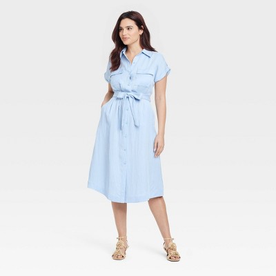 Women's Short Sleeve Midi Utility Shirtdress - A New Day™