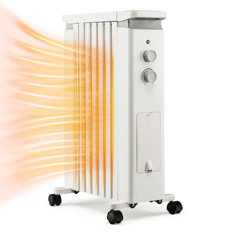 Costway 1500W Oil Filled Radiator Heater Electric Space Heater w/ Humidifier White\Black, 1 of 11