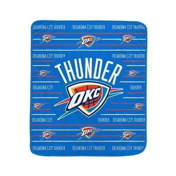 NBA Oklahoma City Thunder Logo Stripe Binding Edge Flannel Fleece Blanket