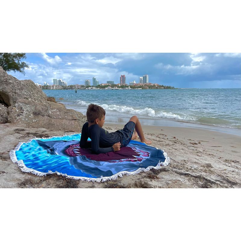 Dawhud Direct 60" x 60" Round Beach Blanket Microfibre Cotton Picnic Towel, 3 of 4