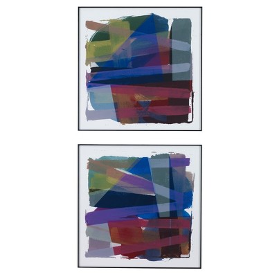 Uttermost Vivacious Framed Prints, Set of 2 – Colorful Abstract Wall Art with Black Metal Frames, 30" Square