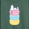Women's - Peanuts - Snoopy Stacked Macarons Lightweight French Terry Wide Neck Long Sleeve Shirt - 2 of 4