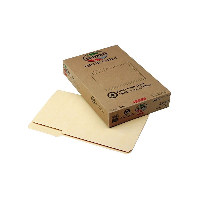 Pendaflex Earthwise 100% Recycled Paper File Folder 1/3 Cut Legal Manila 100/Box 76520, 2 of 4