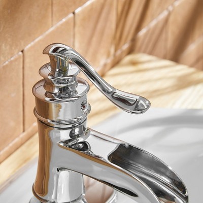 Polished Chrome Single-Handle Waterfall Bathroom Faucet