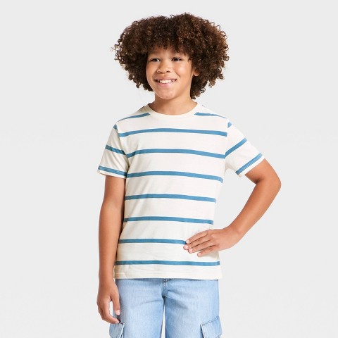 Детские Cat & Jack Boys' Short Sleeve Striped T-Shirt - Cat & Jack™ Cream XL