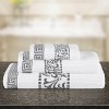 100% Cotton Medium Weight Floral Infinity Trim 3 Piece Bathroom Towel Set by Blue Nile Mills - 2 of 4
