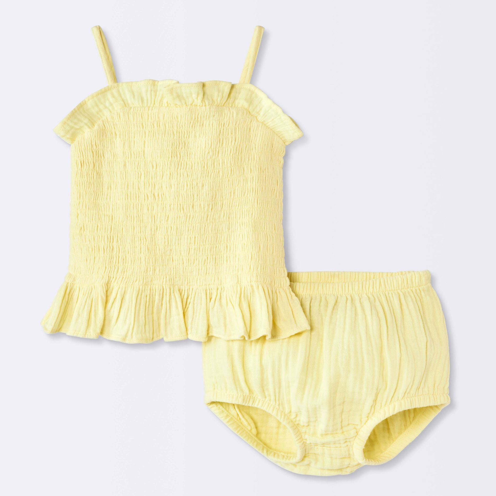 Baby Girls' Smocked Peplum Tank Top and Bloomer Set - Cloud Island™ Yellow