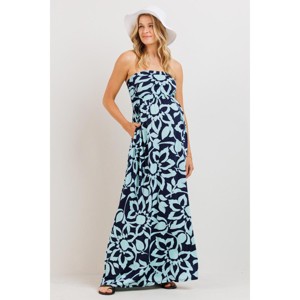 Hello Miz Maternity Strapless Floral Empire Waist Maxi Dress with Pockets :  Target