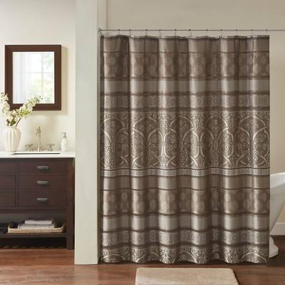Dennie Jacquard Shower Curtain Brown