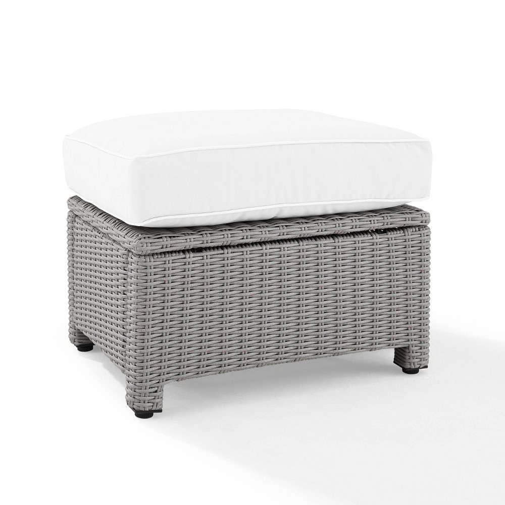 Bradenton Outdoor Ottoman - Gray/White - Crosley