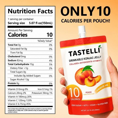 TASTELLI Konjac Jelly Peach Pouches - 20.28 fl oz/4ct