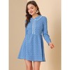 INSPIRE CHIC Women's Heart Print Long Sleeve A-Line Lace Trim Peter Pan Collar Mini Dress - 2 of 4