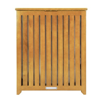 Rectangular Light Wood Bamboo Laundry Hamper with Lid