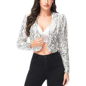 Anna-Kaci Women's Sequin Bedazzled Long Sleeve Bolero Jacket - 1 of 4