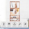 Artloge 5 Tiers Vintage Heavy Duty Bamboo Shoes Stand Freestanding Coat Hat Rack Hallway Hanger Shelf Footwear Holder with 8 Hooks - 4 of 4