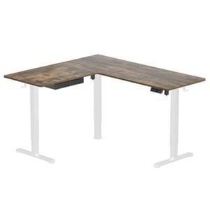 Mount-It! L Shaped Standing Desk - Large Electric Corner Standing Desk, Height Adjustable Range, White Frame, Rustic Wood Tabletop - 1 of 4