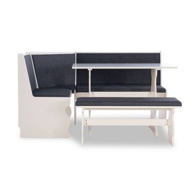 Sasha 3-Piece Charcoal and White Breakfast Nook Dining Set